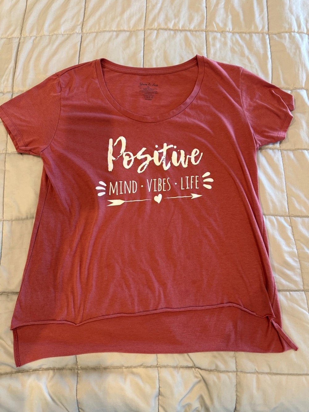 Positive Graphic Scoop Neck Tee - Mauve